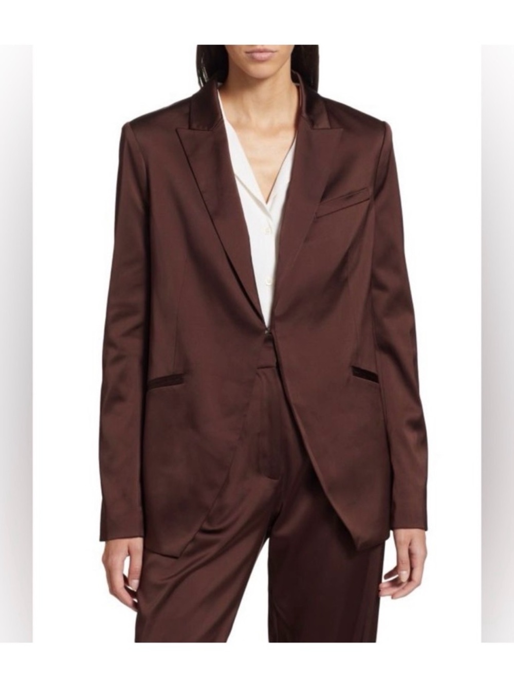 Favorite Daughter Satin Single breasted blazer coffee stain size XS